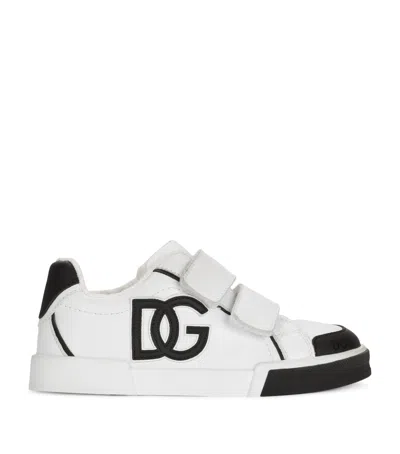 Dolce & Gabbana Kids' Leather Portofino Sneakers In White
