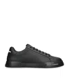 Dolce & Gabbana 'portofino' Black Low Top Sneakers With Logo Patch On The Tongue And Logo Lettering On The Side In Black