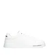 Dolce & Gabbana Portofino' White Low Top Sneakers With Contrasting Logo Detail In Leather In White
