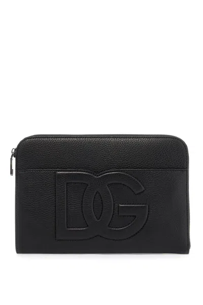 Dolce & Gabbana Leather Pouch In Nero
