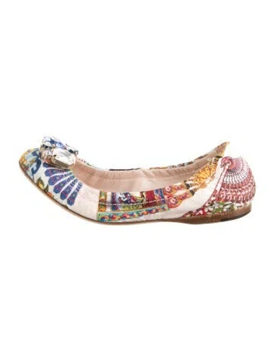 Pre-owned Dolce & Gabbana Leather Printed Ballet Flats In Pink