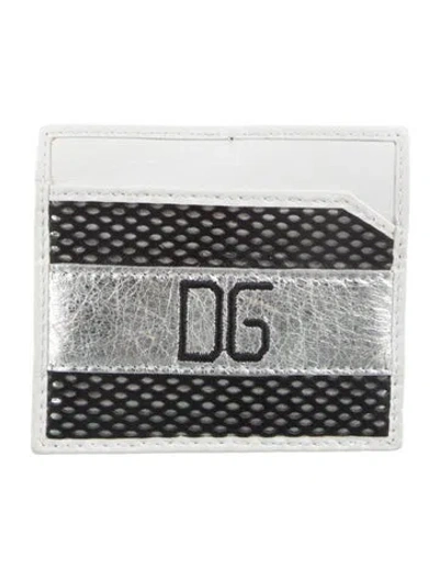 Pre-owned Dolce & Gabbana Leather Printed Compact Wallet In White