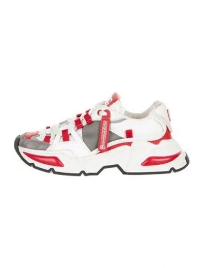 Pre-owned Dolce & Gabbana Kids' Leather Printed Sneakers In White