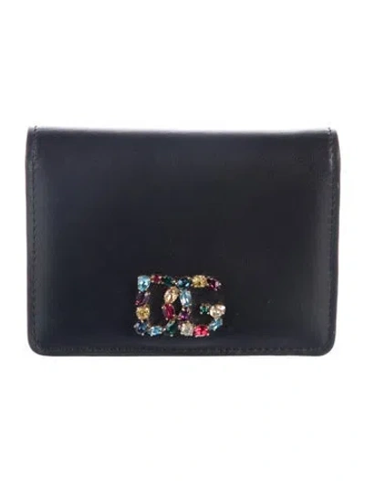 Pre-owned Dolce & Gabbana Leather Printed Wallet In Black