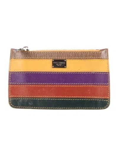 Pre-owned Dolce & Gabbana Leather Printed Wallet In Yellow