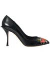Dolce & Gabbana Black Leather Wow Patch Heels Pumps Shoes In Black
