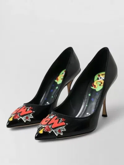 Dolce & Gabbana Leather Pumps Stiletto Heel Pointed Toe In Black