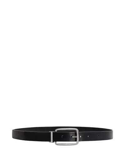 Dolce & Gabbana Leather Rectangle-buckle Belt In Black