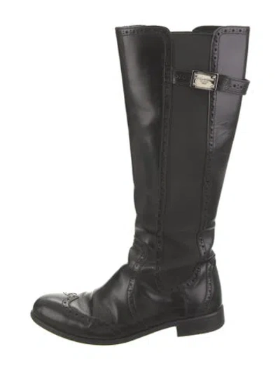 Pre-owned Dolce & Gabbana Leather Riding Boots In Black