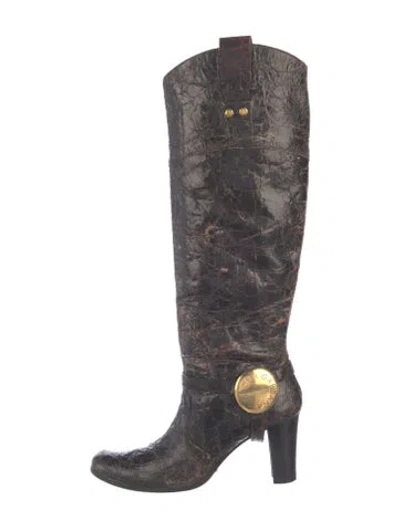 Pre-owned Dolce & Gabbana Leather Riding Boots In Brown