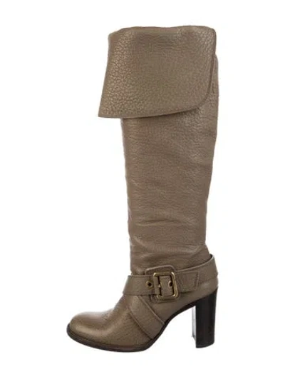 Pre-owned Dolce & Gabbana Leather Riding Boots In Green