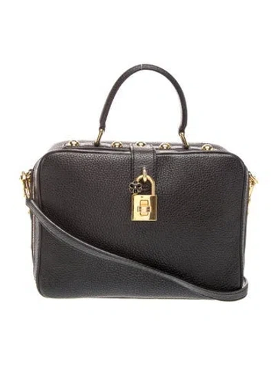 Pre-owned Dolce & Gabbana Leather Rosaria Medium In Black