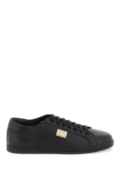 Dolce & Gabbana Leather Saint Tropez Sneakers In Black