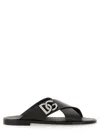 Dolce & Gabbana Black Sandals With Criss Cross Bands And Logo Detail In Leather Man In Black