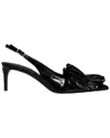 Dolce & Gabbana Black Patent Leather Heels Slingback Shoes In Black