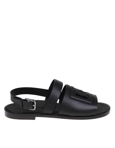 Dolce & Gabbana Leather Sandal In Black