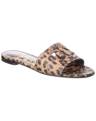 Dolce & Gabbana Leather Sandal In Animal Print