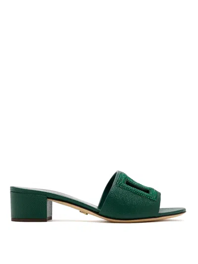 Dolce & Gabbana Leather Sandal In Green