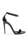 Dolce & Gabbana Kim Sandals Woman Sandals Grey Size 9.5 Leather In Nero Oro (black)
