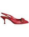 Dolce & Gabbana Red Devotion Leather Heels Slingback Shoes In Red