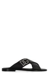 Dolce & Gabbana Black Sandals With Criss Cross Bands And Logo Detail In Leather Man
