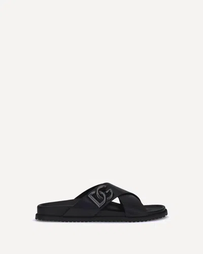Dolce & Gabbana Calfskin Sandal In Black