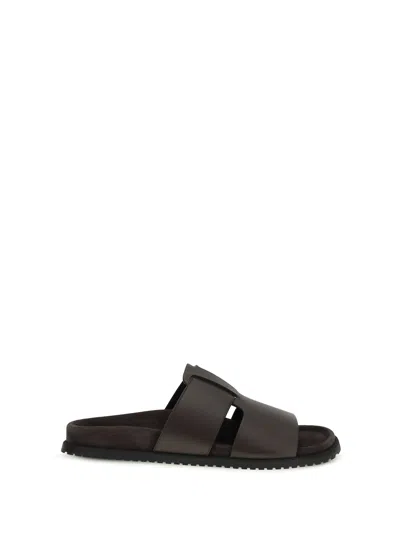 Dolce & Gabbana Leather Sandals In Black