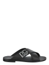 Dolce & Gabbana Leather Sandals With Lateral Monogram In Black