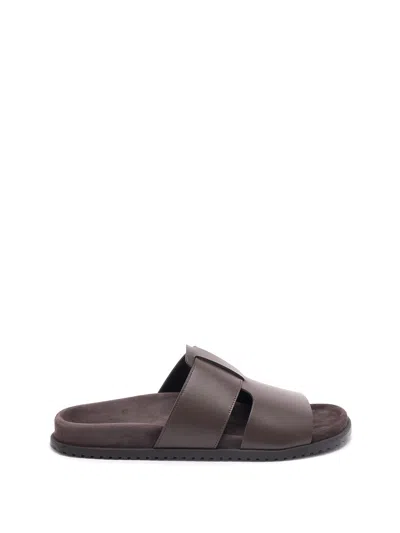 Dolce & Gabbana Men Leather Sandals In Brown