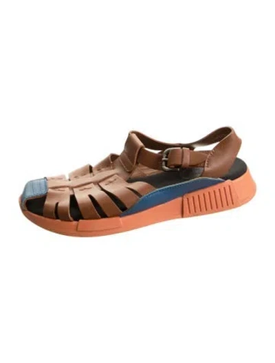 Pre-owned Dolce & Gabbana Kids' Leather Sandals In Brown/orange