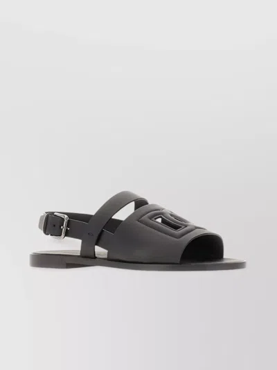 DOLCE & GABBANA LEATHER SANDALS FLAT SOLE OPEN TOE