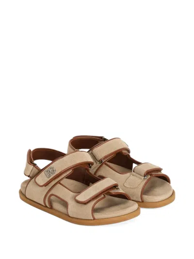 Dolce & Gabbana Kids' Leather Sandals In Neutral