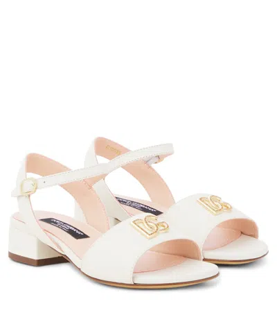Dolce & Gabbana Kids' Leather Sandals In White