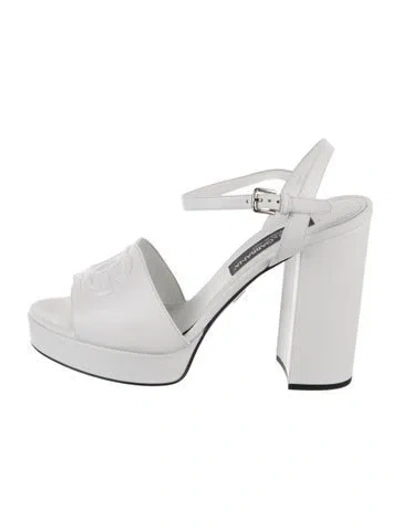 Pre-owned Dolce & Gabbana Leather Sandals In White