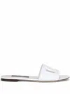 Dolce & Gabbana Dg Millennials Logo Leather Flat Slides In White