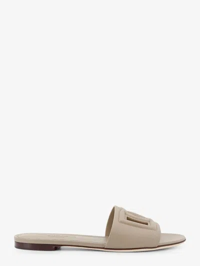 Dolce & Gabbana Dg Millennials Logo Leather Flat Slides In Animal Print