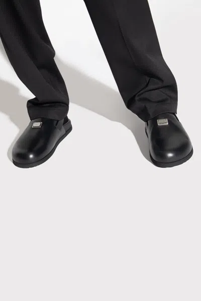 Dolce & Gabbana Calf Leather Sabots In Black