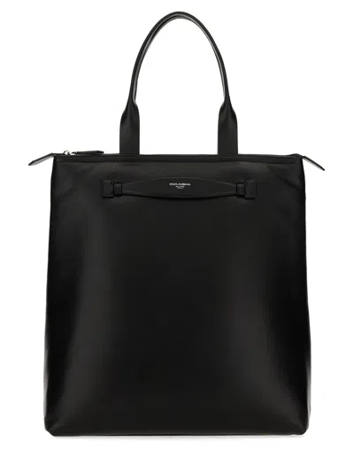 DOLCE & GABBANA LEATHER SHOPPING BAG