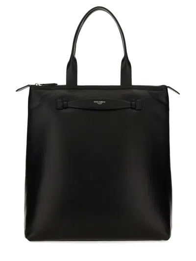 DOLCE & GABBANA LEATHER SHOPPING BAG