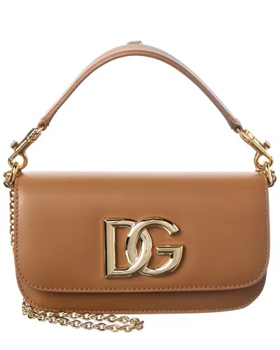 Dolce & Gabbana Leather Shoulder Bag In Brown