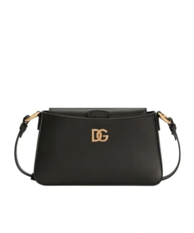 Dolce & Gabbana Leather Shoulder Bag In Black