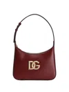 Dolce & Gabbana Leather Shoulder Bag In Burgundy