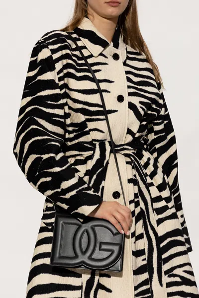 Dolce & Gabbana Leather Shoulder Bag With Logo In Black