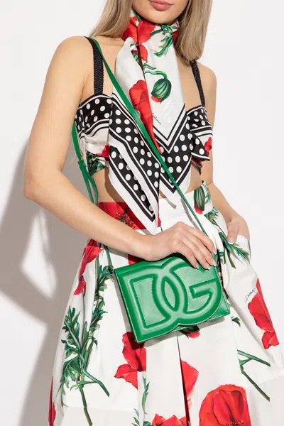 Dolce & Gabbana Dg Logo Crossbody Bag In Calf Leather In Green