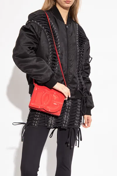 Dolce & Gabbana Leather Shoulder Bag With Logo In Red