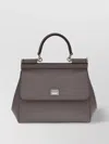 Dolce & Gabbana Medium Sicily Calfskin Logo-plaque Top Handle Bag In Gray