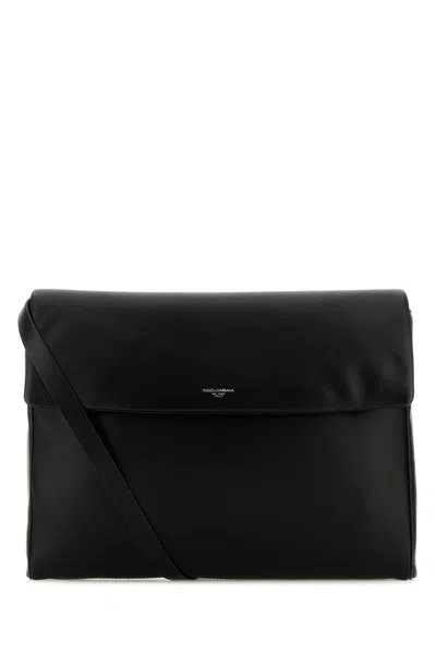 Dolce & Gabbana Leather Shoulder Clutch In Black