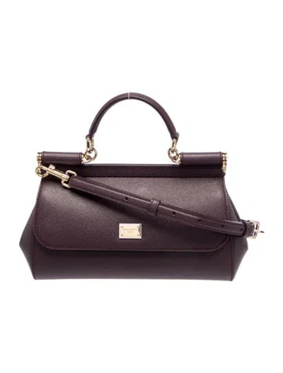 Pre-owned Dolce & Gabbana Leather Sicily Large In Burgundy