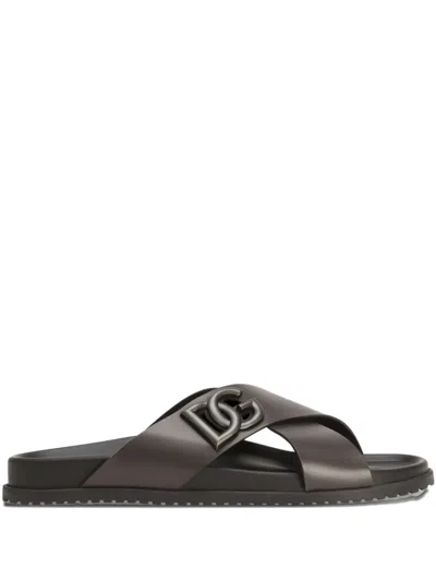 Dolce & Gabbana Sandals Flat Sole Open Toe Crossed Straps In Multi