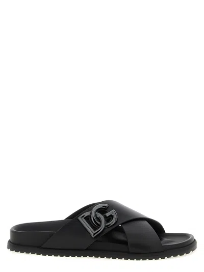 Dolce & Gabbana Calfskin Sandal In Black